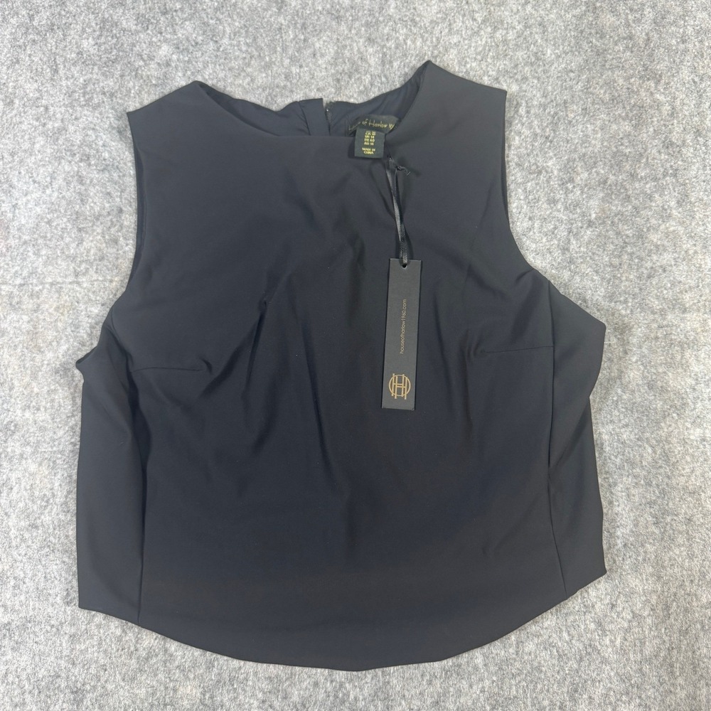 House of Harlow 1960 Womens Black High Neck Sleeveless Crop Top Size 10 NWT